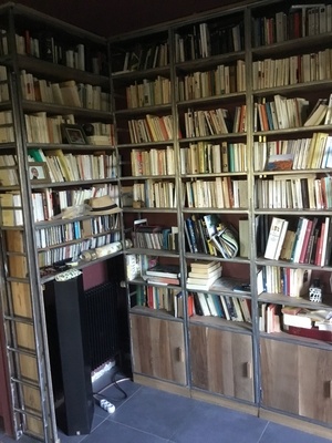 Bibliothèque acier noyer