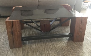 Table basse - Poutre chêne massif et acier