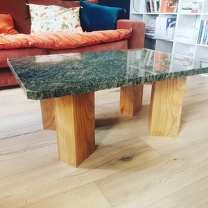 Table basse marbre et chataignier