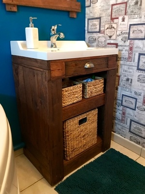 Meuble vasque en bois de palettes