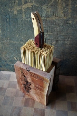 Boite en loupe de merisier pour couteaux