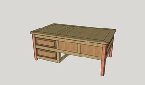 Table basse 4 tiroirs avec coffre bar