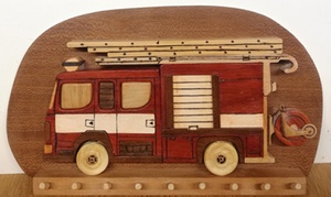 Camion de pompier en intarsia