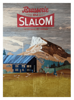 Affiche Brasserie du slalom en marqueterie