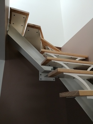 Escalier quart tournant acier et bois