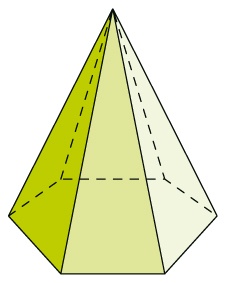 Pyramide hexagonale désaxée: calcul des angles dièdres et autres