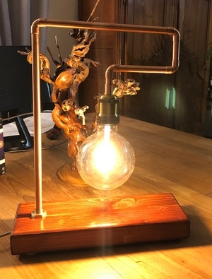 Lampe Cuivre Bois