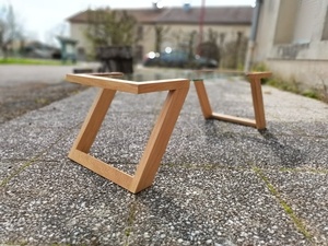 Petite table chêne et verre