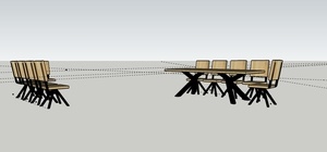Plan en cours et demande d'avis pour table et chaise pour 10 personnes, piétement métal
