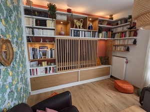 Biblio - TV en chêne et ppm Blanc