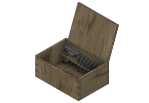 Une boite de rangement pour ma guimbarde Veritas et ses accessoires, à charnière invisible