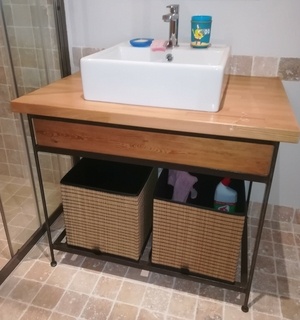 Table de salle de bain acier/bois