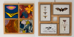 Cadre decoratif bois-tissu