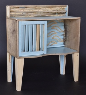 Meuble chevet "Contrevents et Marées" en bois sur-cyclé