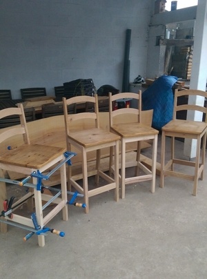 Chaises de bar en hêtre et chêne