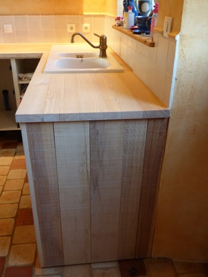 Plan de travail frêne et habillage peuplier