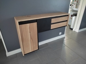 Console murale en chêne et valchromat noir