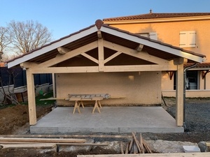Carport 2 pans en charpente traditionnelle