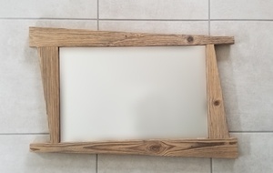 Miroir en vieux bois brulé soleil