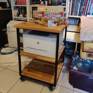 Console roullante chêne et acier