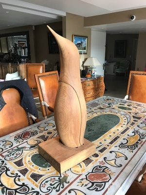 Sculpture pingouin 85 cm usinee sur ma commande numérique maison.
