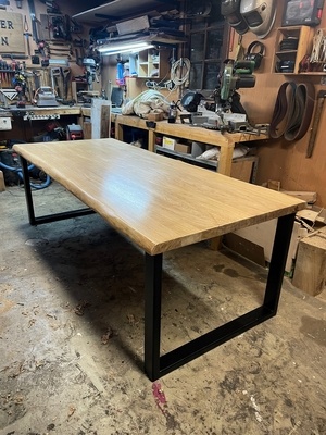 Table bois/metal en chêne massif