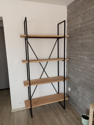 Bibliothèque acier/chêne