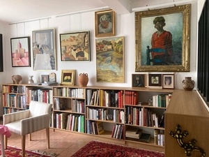 Bibliothèque d'angle (latté chêne / alèses massif)