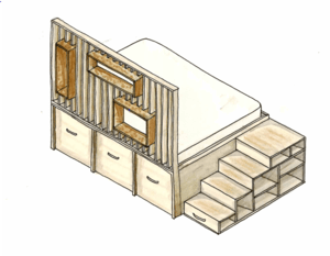 Lit avec claustra de Rahan