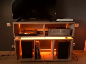 Meuble tv/vinyle en chêne