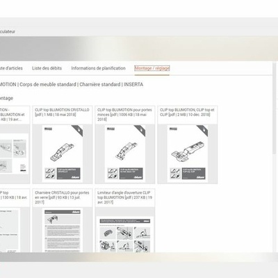 Exemple notices de montage et réglage - Configurateur Produits Blum