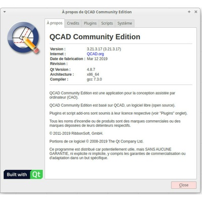 QCAD est une application gratuite et open source pour la CAO en 2D. Avec QCAD, vous pouvez créer des dessins techniques :
 bâtiments, intérieurs, pièces mécaniques, schémas, diagrammes. QCAD fonctionne sous Windows, macOS et Linux.