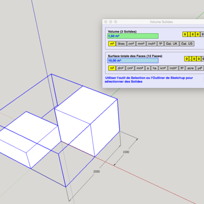 Exemple de l'outil de calcul des volumes et surfaces