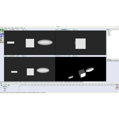 Logiciel de conception didactique, d'abord assez facile, traduit en français.
Tant en conception à base de géométries basiques que de formes gauches, ce logiciel autorise des rendus réalistes avec une base de données de matières assez fournie.