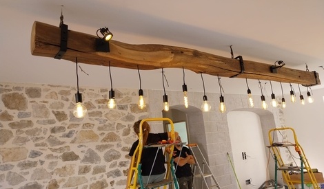 Lustre Suspension En Chêne Fait Main Sonliner - Diamètre 50cm, Style Scandinave, Ampoule E27