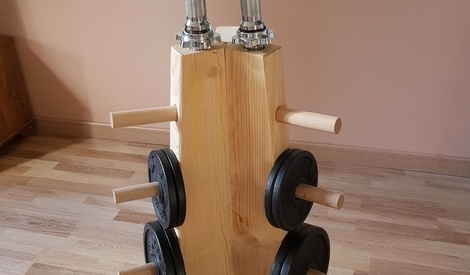 Support Triangulaire En Bois Pour Haltères - Rangement Salle De Sport / Maison