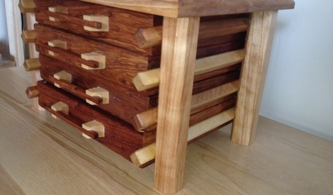 petit coffre bijoux cuir et bois