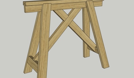 Paire De Tréteaux D'architecte En Bois - Beige - Neufs
