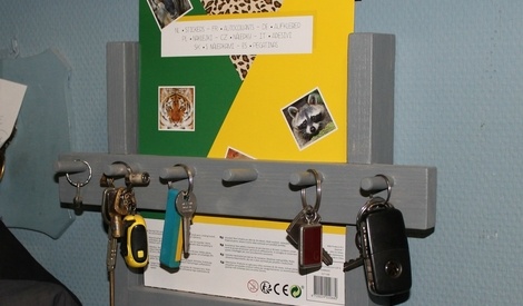 WJUAN Boîte à Clés Murale Avec étagère Et 6 Crochets – Porte-clés Mural En Bois Et Métal, Vide-poche Mural Pour Entrée, Couloir, Cuisine, Avec Vis Et Chevilles Incluses