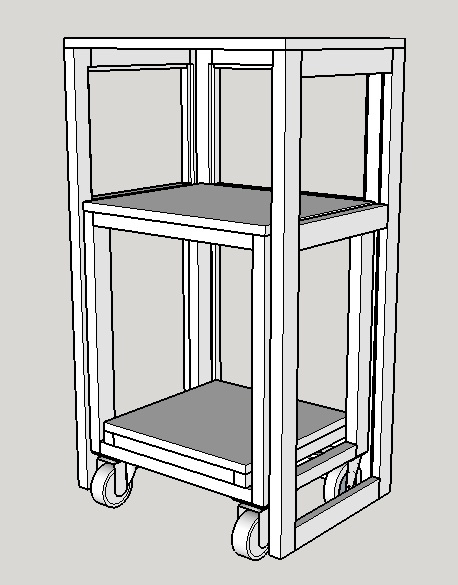 Meuble d'atelier - rangement de 3 machines : scie à chantourner, touret à eau et ponceuse oscillante