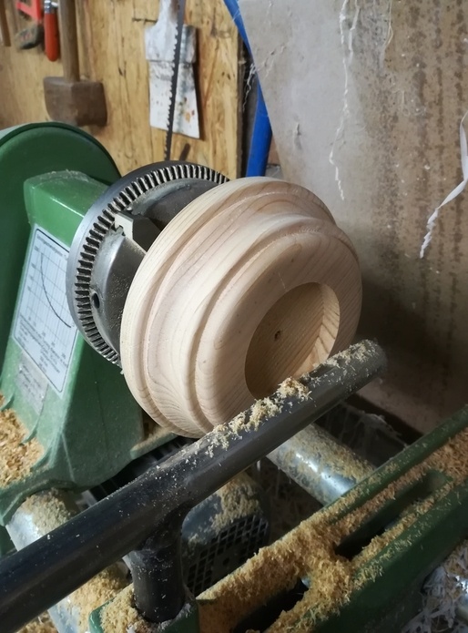 Lampe / pied en résine + bois