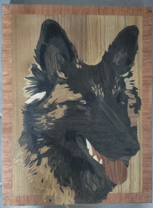 Marqueterie - Temps de chiens (2) - 41cm x 29cm