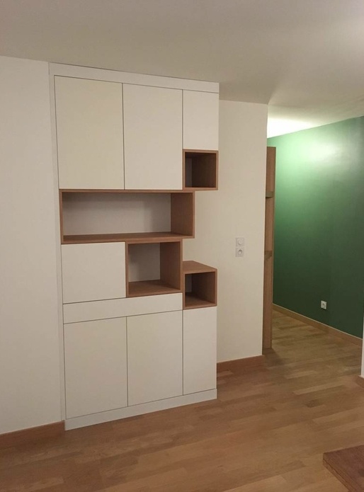 Placard déstructuré blanc et bois