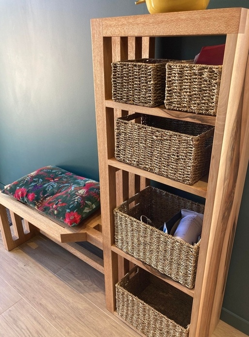 Banc d'entrée avec son étagère à chaussures