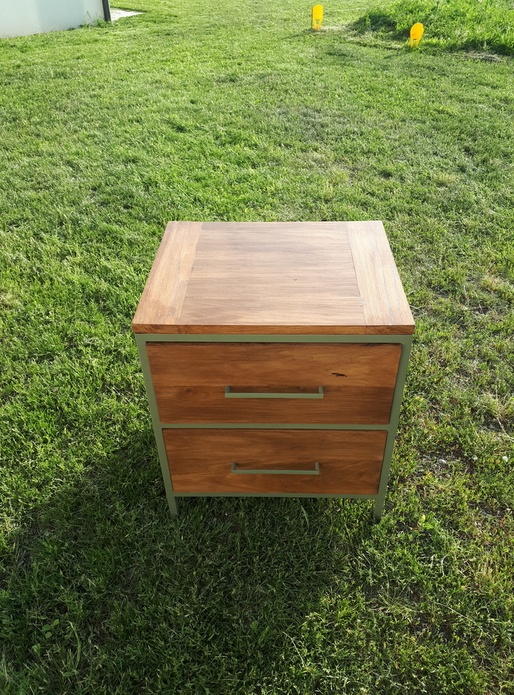 Table de chevet bois metal