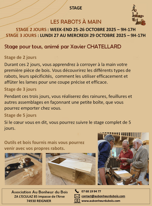 Stage Rabots à main