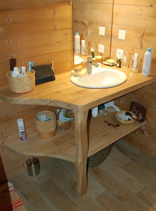 Meuble sous vasque en (vieux) chêne