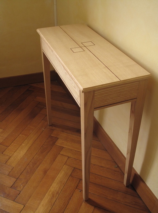 Console plaqué frêne et amarante