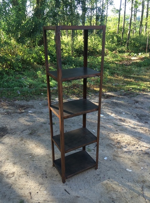 Étagère acier rouillé, tablette en hêtre vieilli...