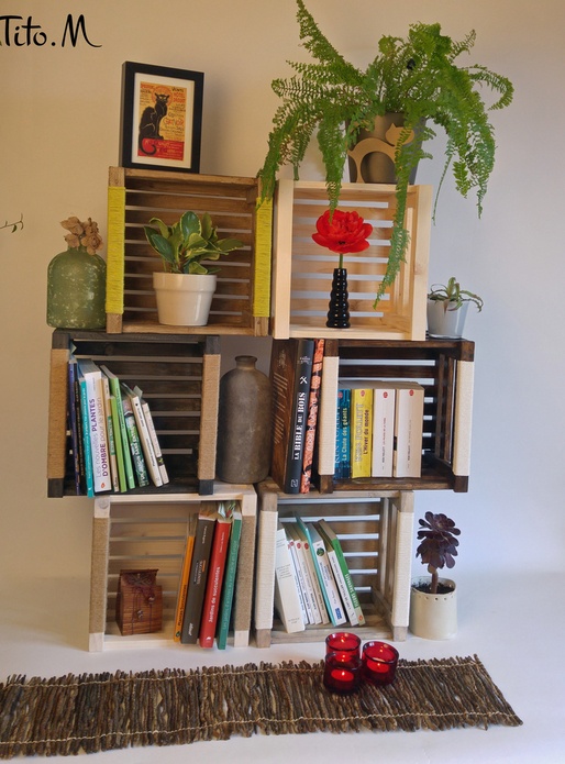 Caisses de rangement pour bibliothèque